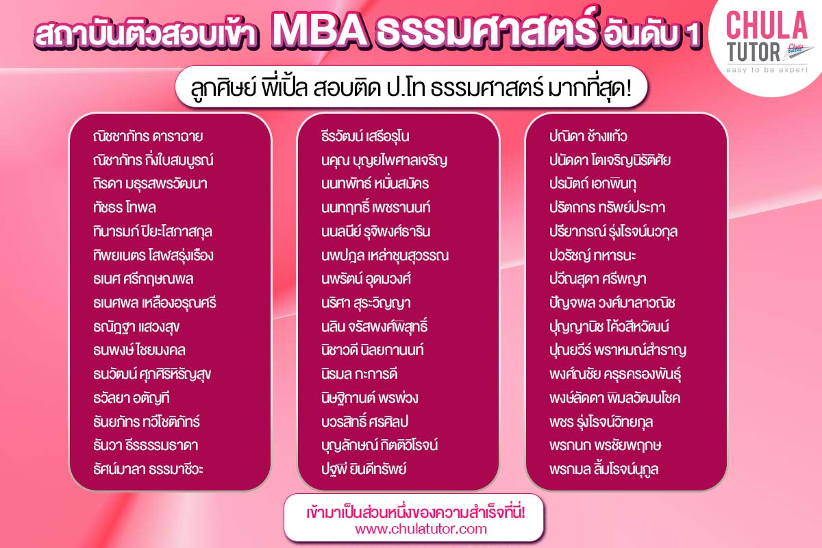 สถาบันติว SMART-II สอบเข้า MBA ธรรมศาสตร์ อันดับ 1