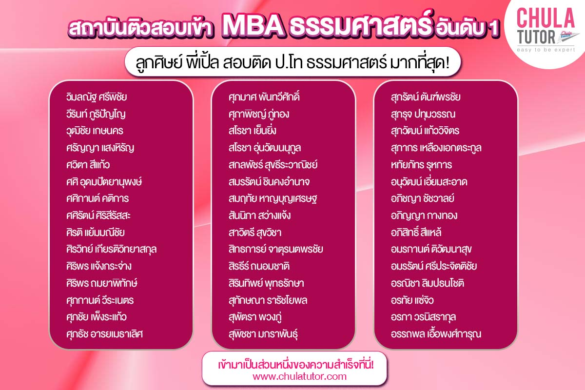 สถาบันติว SMART-II สอบเข้า MBA ธรรมศาสตร์ อันดับ 1